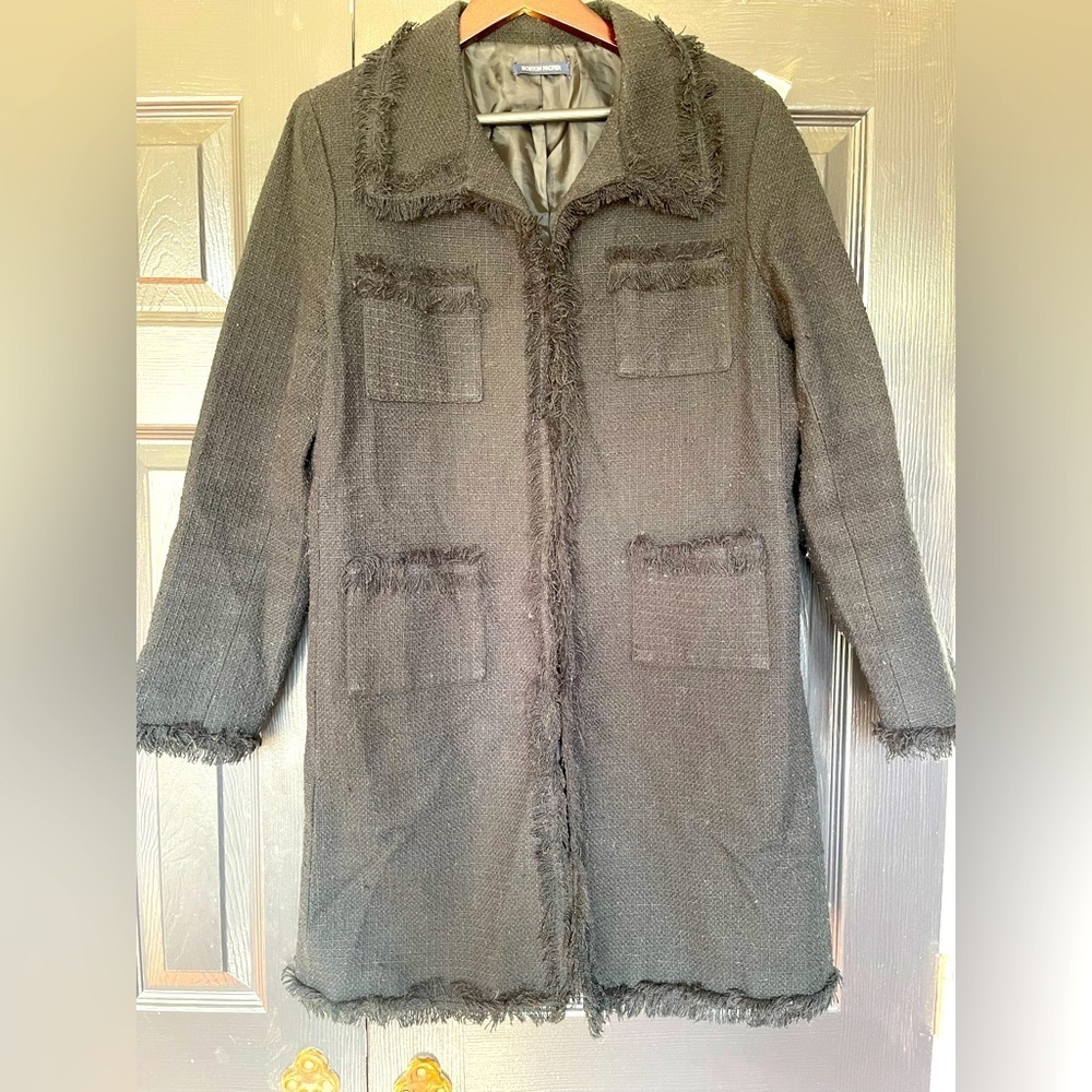 Boston Proper Tweed Black Long Jacket size M